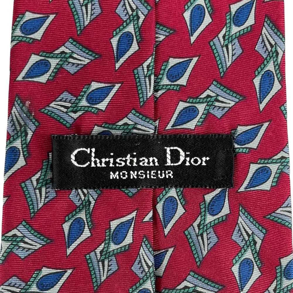 Christian Dior Monsieur | Necktie 58.5” 100% Silk Red Patterned‎ Tie Made in USA - Picture 7 of 7